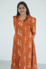 Doll Printed dress (Rust Orange)