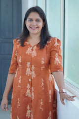 Doll Printed dress (Rust Orange)