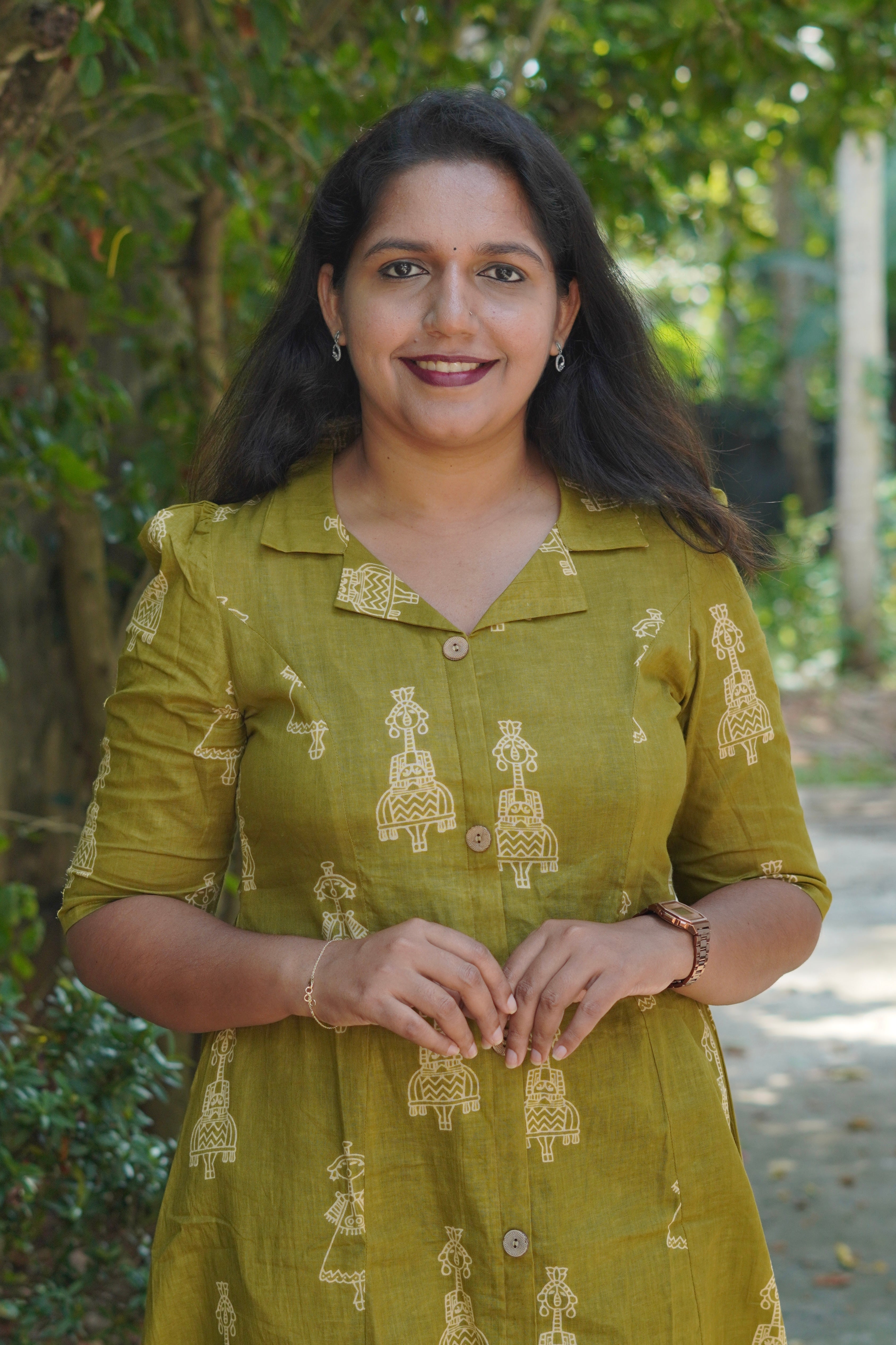 Doll Printed dress (olive green)